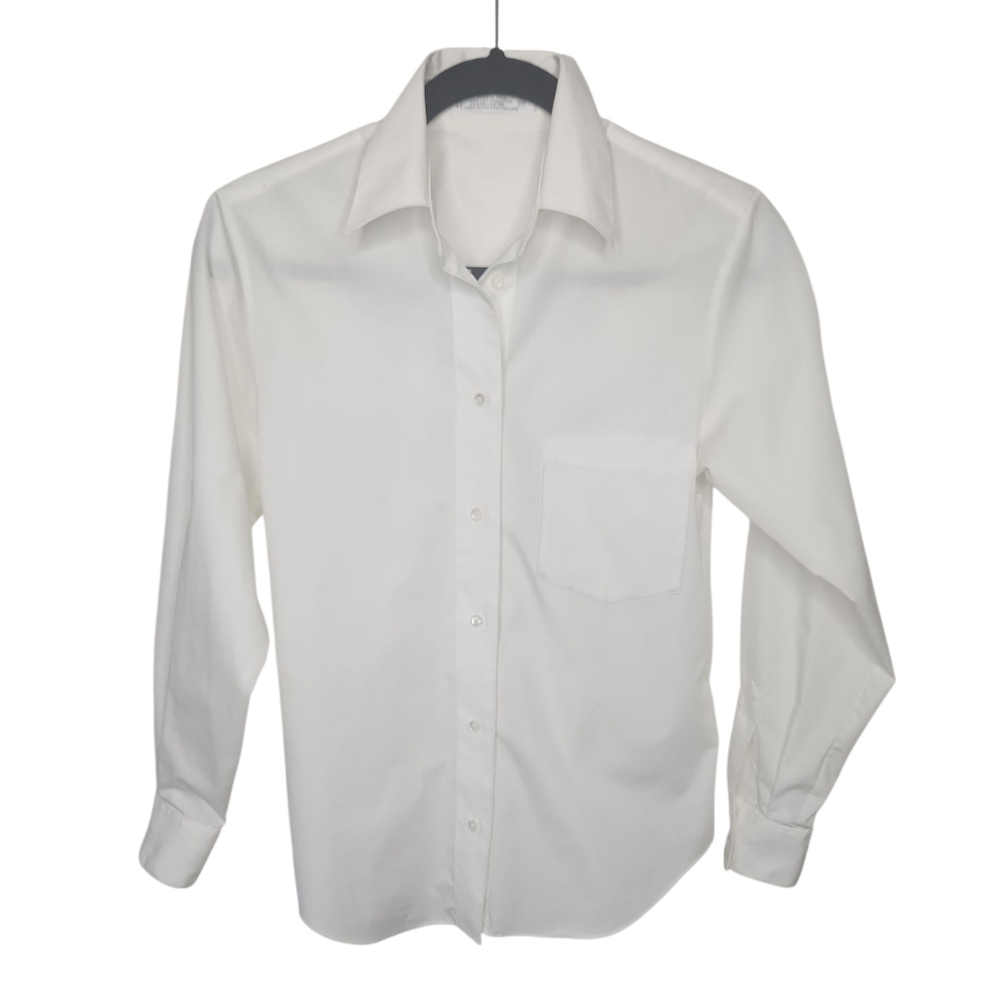 Foxcroft Women's Whiteoxford Pinpoint Purecotton Preppy Ivy League Shirt Size Sp